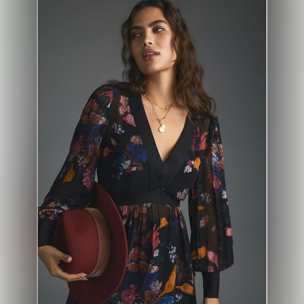 ANTHROPOLOGIE MAEVE OPEN BACK TUNIC SIZE 8 COLOR BLACK AND YELLOW NWT - Picture 8 of 11
